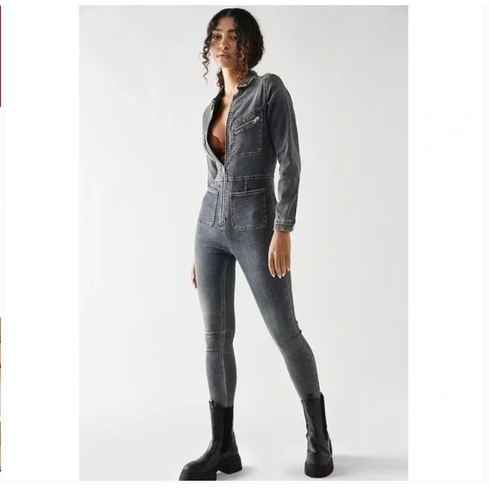 Free People Lennox Jumpsuit Coveralls Denim Large NEW